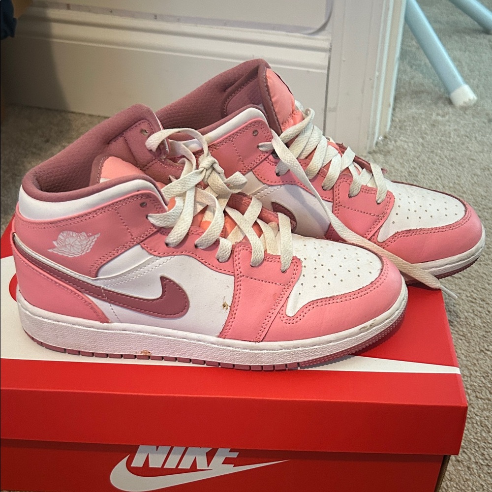 Jordan Kids Pink and White Sneakers